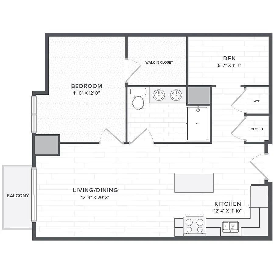Floor plan 1B1BA+D-1M