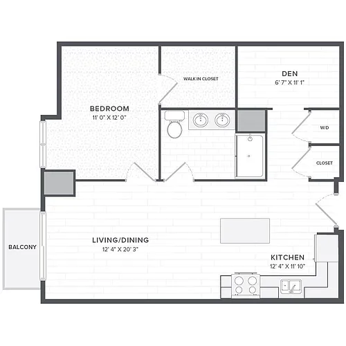 Floor plan 1B1BA+D-1M
