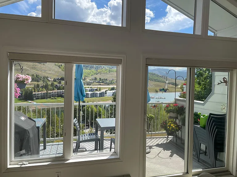 View onto back deck and towards Lake Dillon.