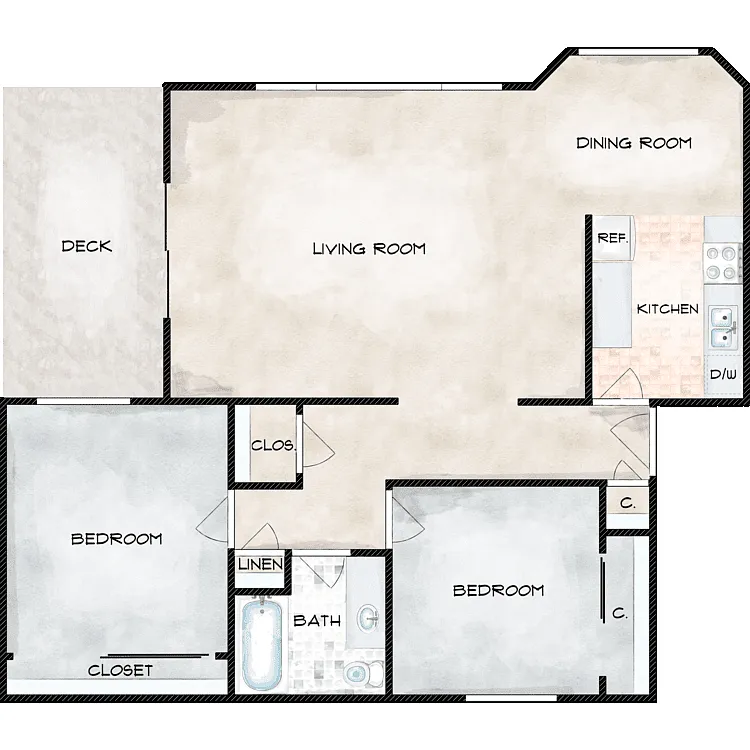 Floor plan 2 Bed 1 Bath I