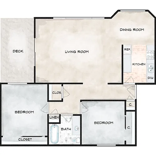 Floor plan 2 Bed 1 Bath I