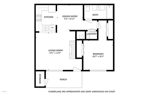 Floor plan 1 Bed 1 Bath