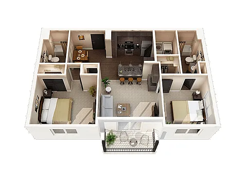 Floor plan 2 Bed 2 Bath A
