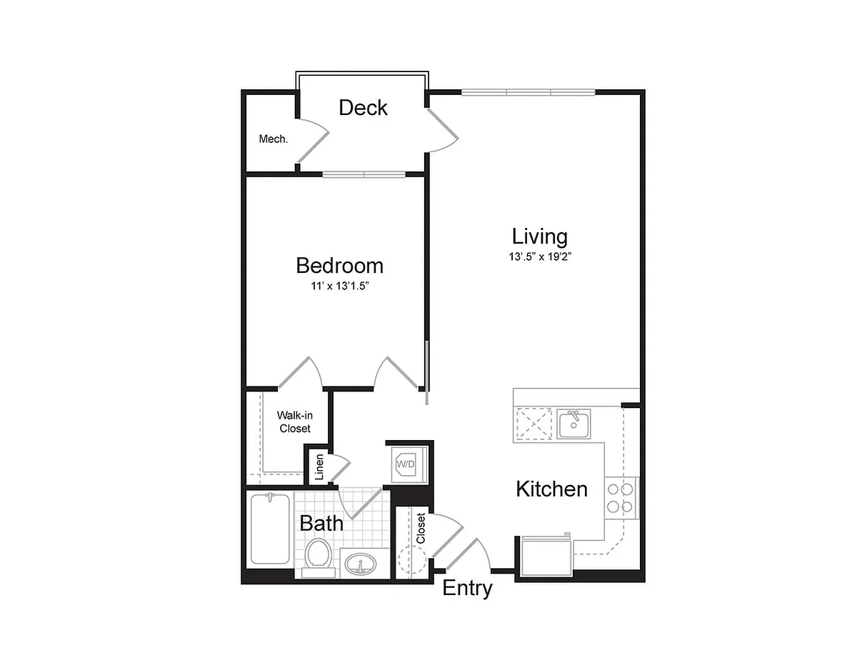 Floor plan 1-Bedroom 1-Bathroom | 752 sqft