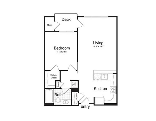 Floor plan 1-Bedroom 1-Bathroom | 752 sqft