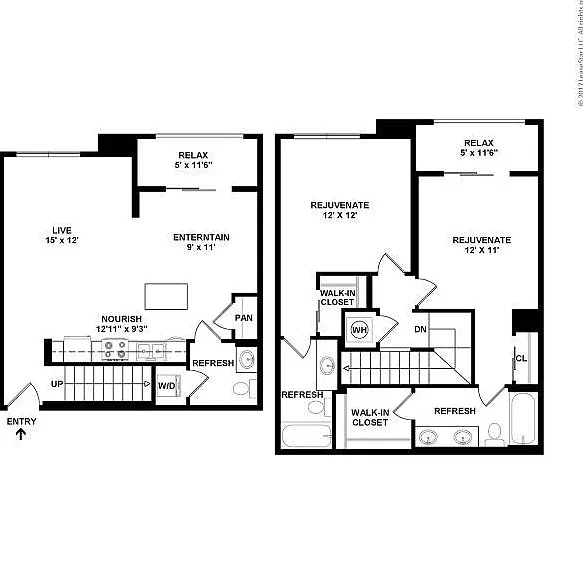 Westshore - 2B2.5B - 1280 SF - Inspire - 2D Floorplan Westshore - 2B2.5B - 1280 SF - Inspire - 2D Floorplan