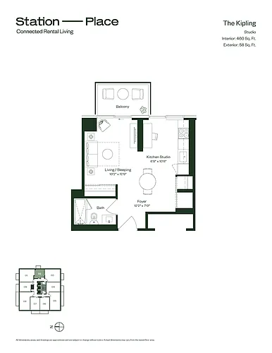 Floor plan 2202 - Studio (The Kipling) - No Parking Available