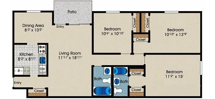 Floor plan Three Bedroom