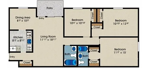 Floor plan Three Bedroom