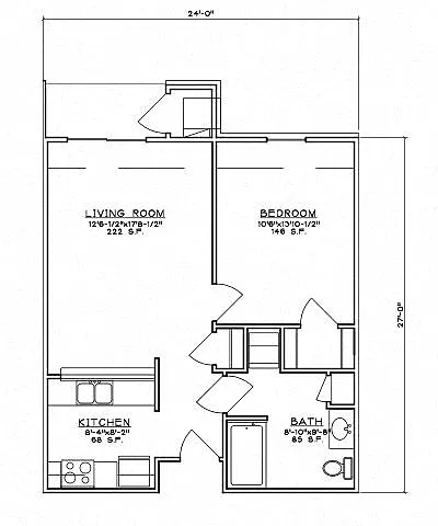 Floor plan 1 Bedroom Unit