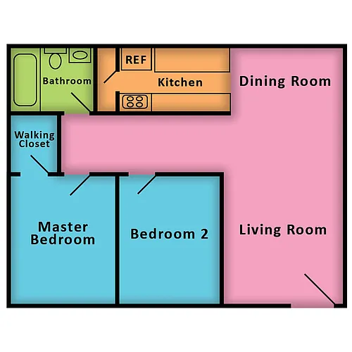 Floor plan 2 Bed 1 Bath