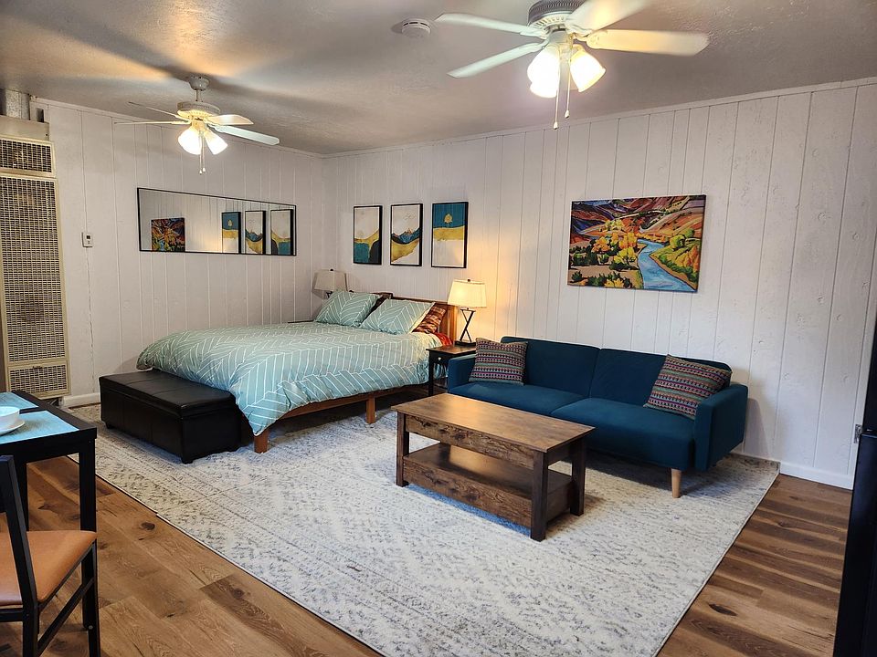 Queen bed and sofa