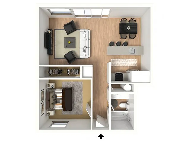 Floor plan 1-Bedroom Apartment - R