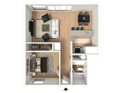 Floor plan 1-Bedroom Apartment - R
