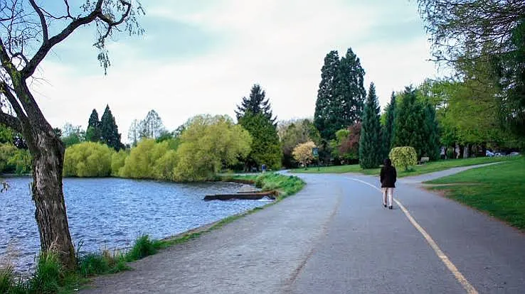 The Green Lake walking path is about 2.8 miles around.