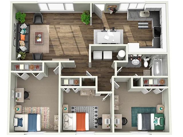 Floor plan 3x1 - Per Bedroom Pricing