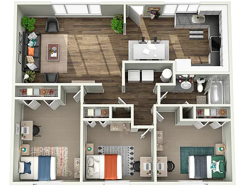 Floor plan 3x1 - Per Bedroom Pricing