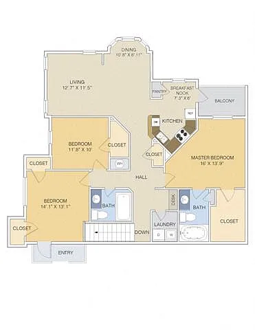 Floor plan C1 Upper (with garages in select units)
