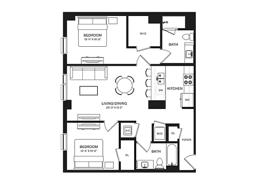 Floor plan 2 Bed/2 Bath-B5