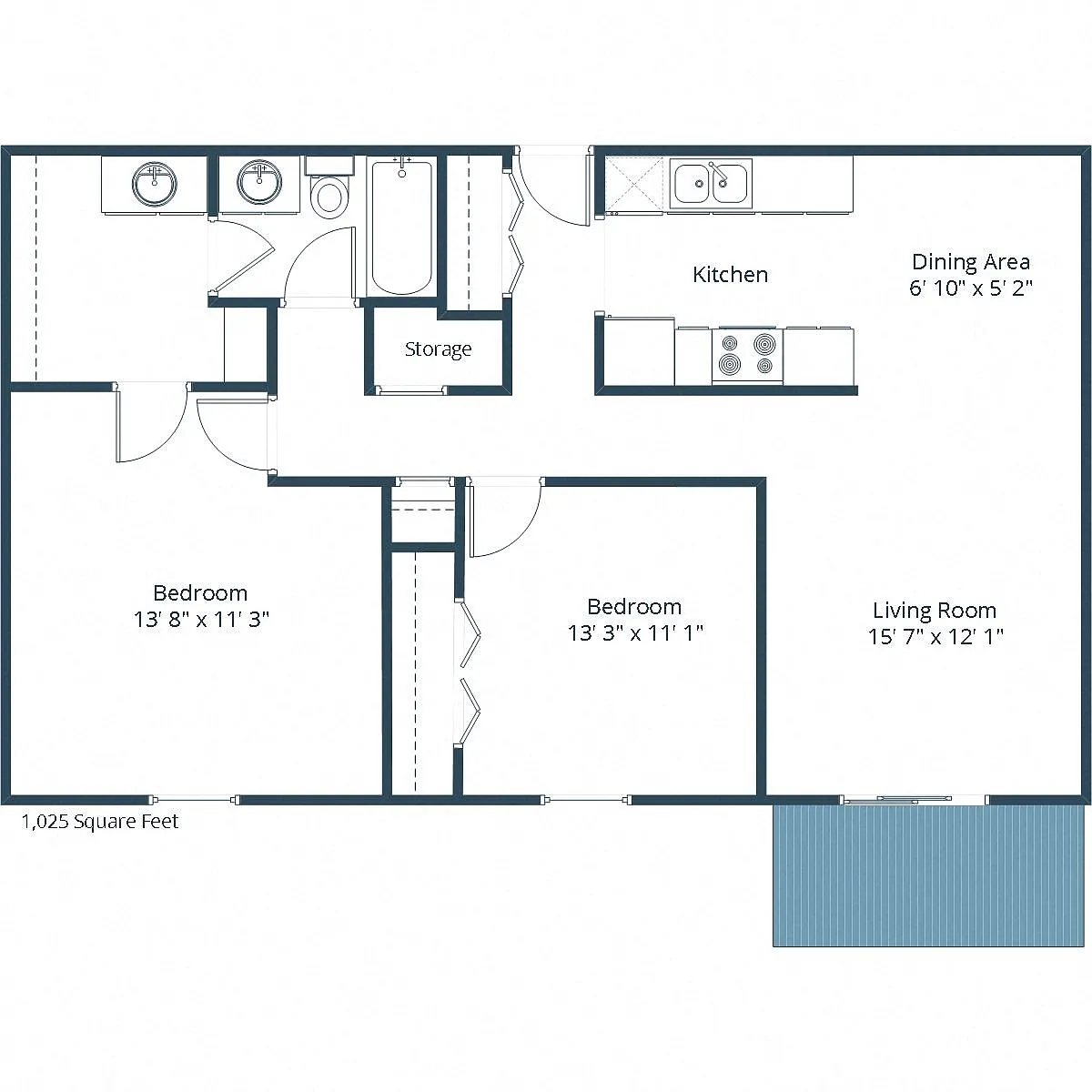 Floor plan Two Bedroom 21B
