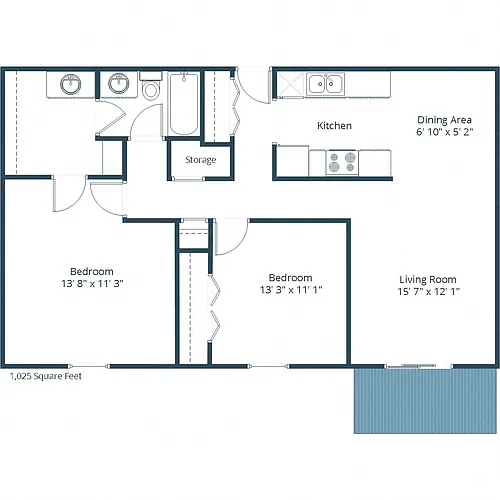 Floor plan Two Bedroom 21B