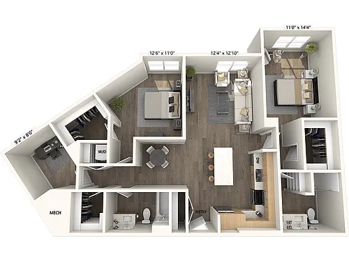 Floor plan B1D-1327sf-FinishIII