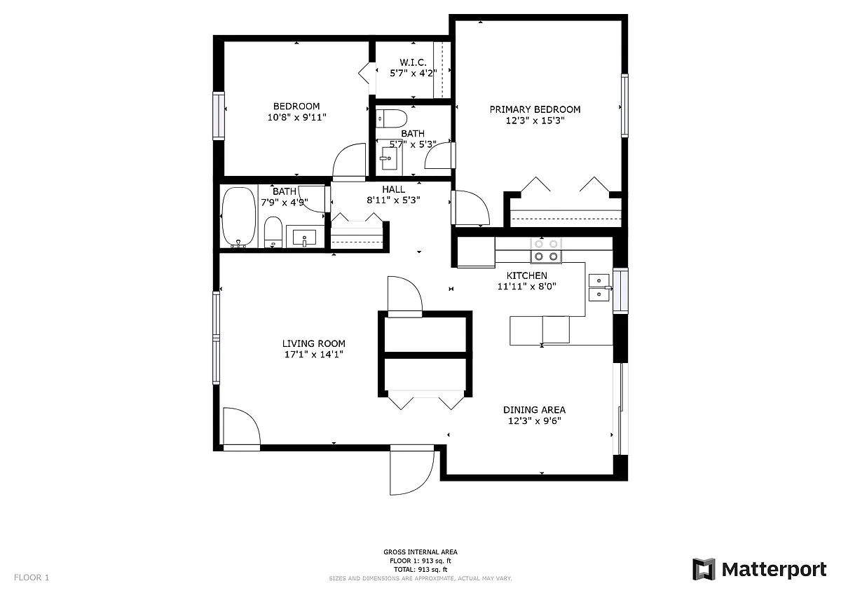Floor plan 2 Bed 1-5 Bath