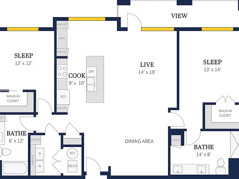 Floor Plan 2H | Arrabelle Apartments | Apartments in Cedarburg, WI Floor Plan 2H | Arrabelle Apartments | Apartments in Cedarburg, WI