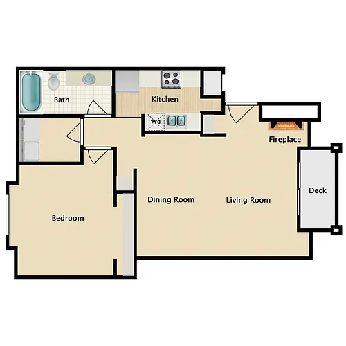 Floor plan 1 Bedroom 1 Bath