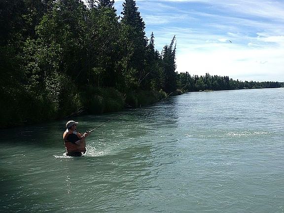 Opposite side of the river.