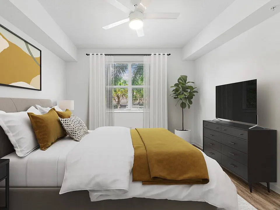 Bedroom with hard-surface vinyl plank flooring