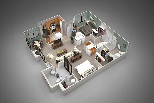 Floor plan Two Bedroom/Two Bath