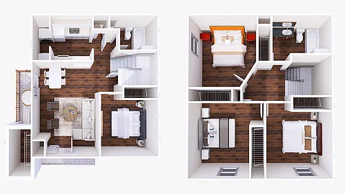 Floor plan The Vista - 4 Bedroom 2 Bath Townhome