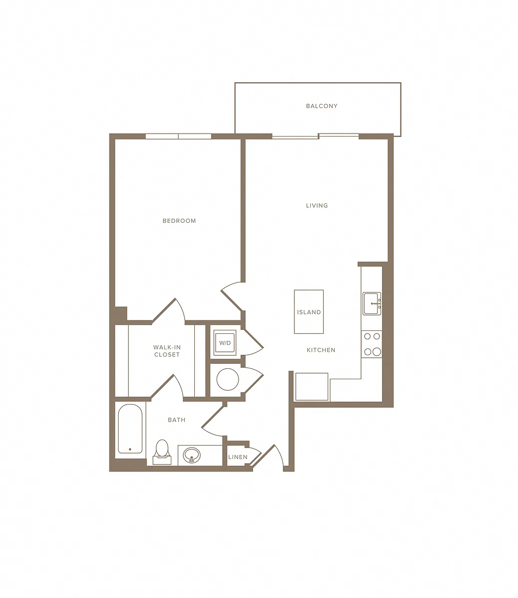 Floor plan 1 Bed/1 Bath-A01