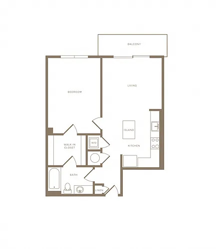 Floor plan 1 Bed/1 Bath-A01