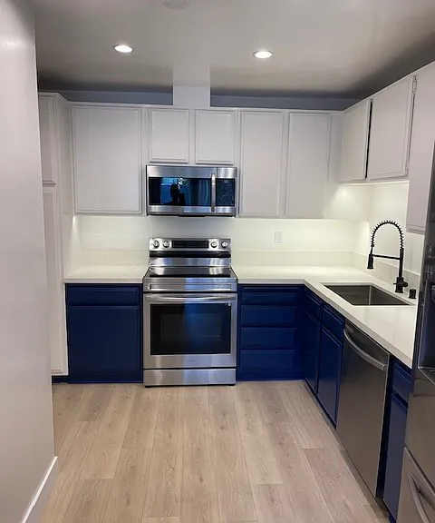 Kitchen with all stainless steel appliances