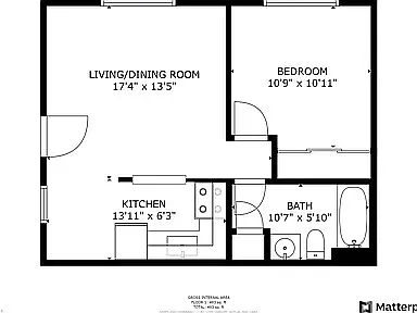 Floor plan 1 Bedroom 1 Bath
