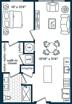 One Bedroom One Bath (715 SF) One Bedroom One Bath (715 SF)