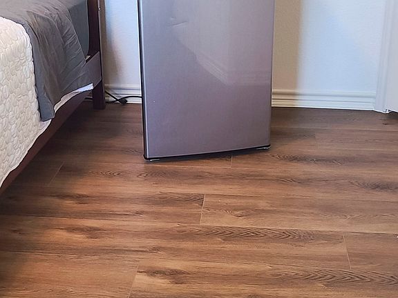 Mini Fridge on new flooring
