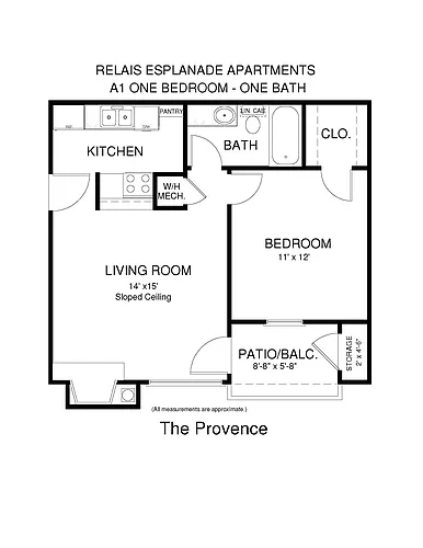 Floor plan One Bedroom Provence - Call for Availability