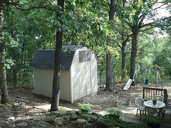 Large shed by side porch