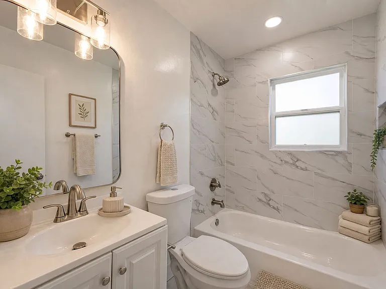 Second bathroom with tub.
