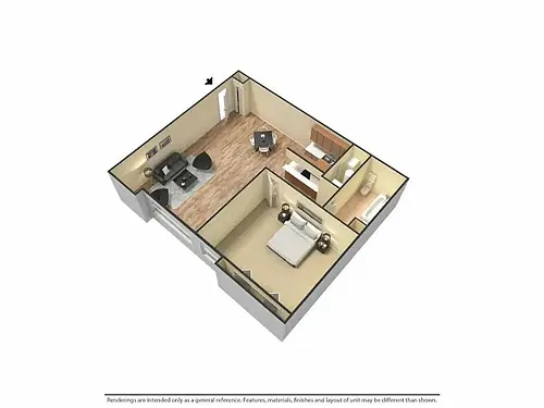 Floor plan 1 Bedroom 1 Bathroom