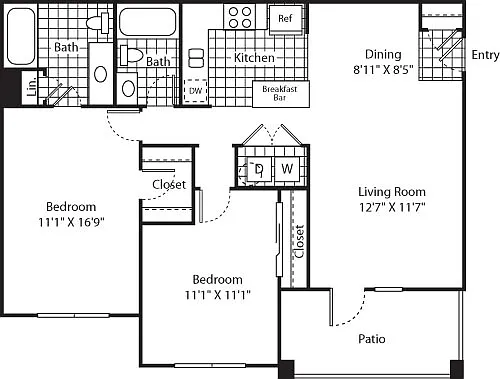 Floor plan Two Bed B-2 - Phase II