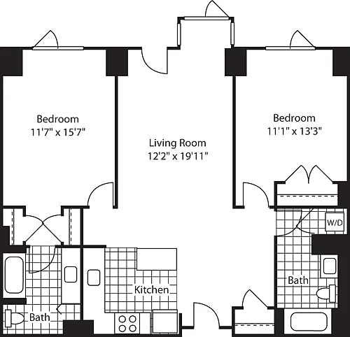 Floor plan 2 Bed (North)- 1098