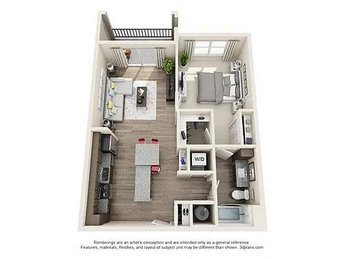 Floor plan 1 Bedroom 1 Bath A5