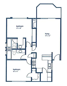 Floor plan Two Bedroom Two Bath