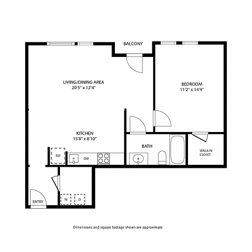 Floor plan Style C: 1 Bedroom / 1 Bath