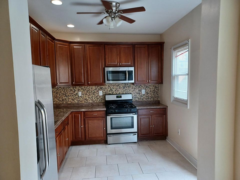 Kitchen with back door entrance