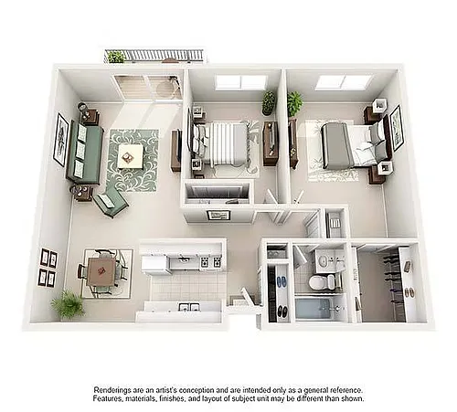 Floor plan 2 Bed 1 Bath